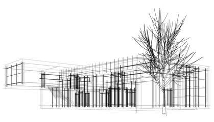 house building architecture 3d illustration