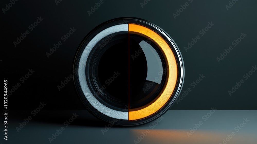 Poster a black and yellow object sits on a table, awaiting use