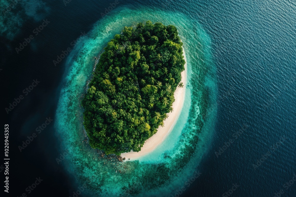 Aufkleber a small island surrounded by blue water and greenery, perfect for use as a background or to represen