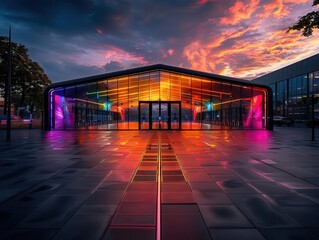 Fototapeta premium Urban Open-Air Cinema, vibrant colors, dynamic scenes, outdoor setting, photography