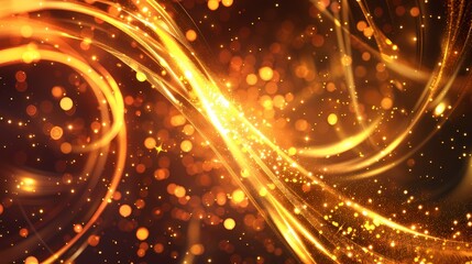 Golden waves interspersed with sparkling lights create a mesmerizing, dynamic visual effect.