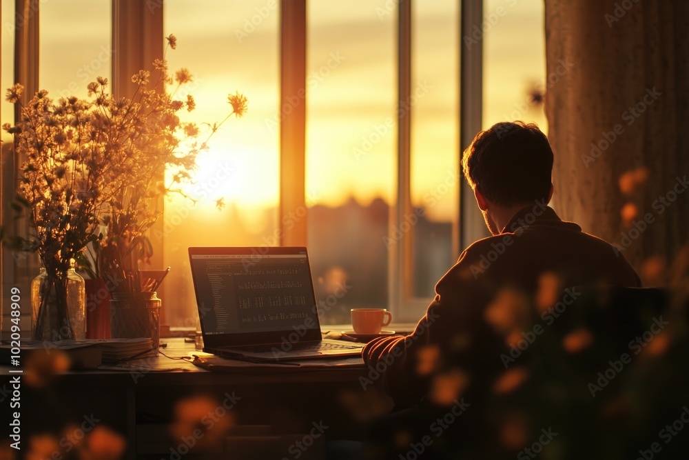 Aufkleber a person seated in front of a computer screen, typing away