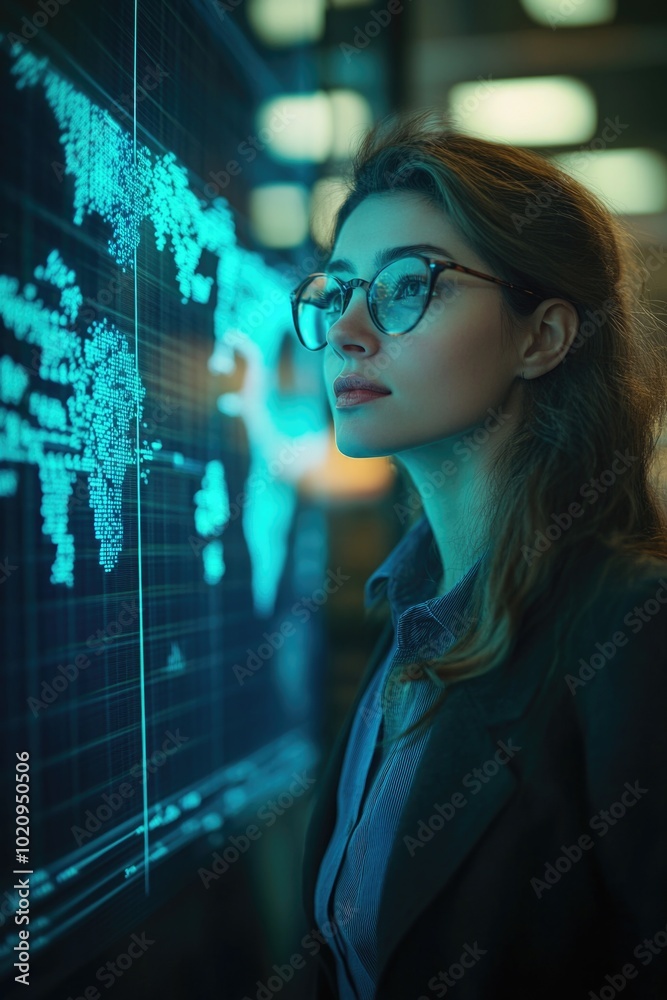 Poster A person examining a world map on their computer screen
