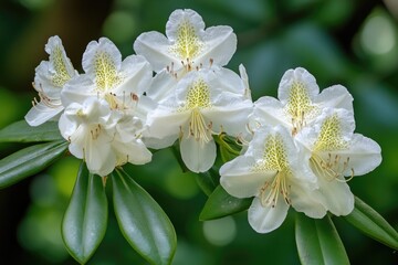 Obraz premium Close-up shot of white flowers blooming on a tree branch, suitable for use in botanical or nature-themed contexts