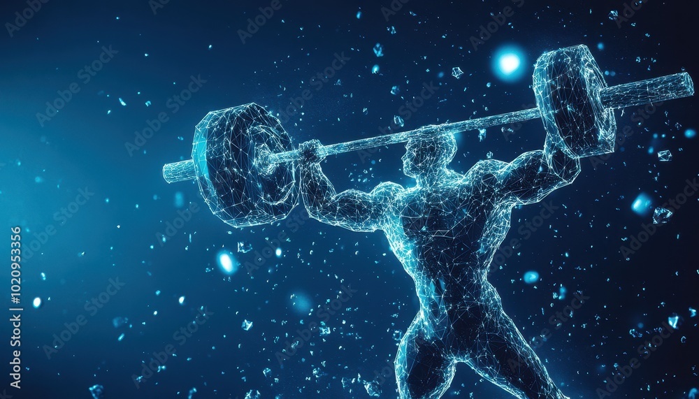 Aufkleber Digital Representation of a Bodybuilder Lifting Weights