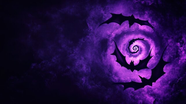 Spiral dragon eye in purple hues with smoky background