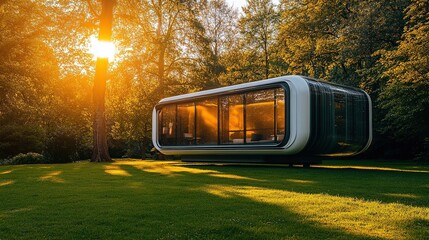 Obraz premium Futuristic concept camping motorhome with panoramic windows
