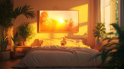 Golden Hour Bedroom Illustration