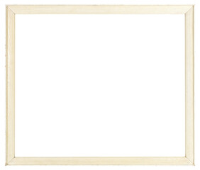 Obraz premium White wooden picture frame in PNG format on a transparent background.