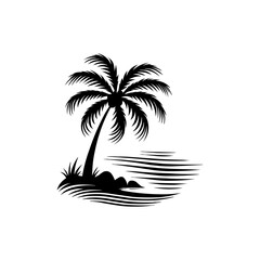 Obraz premium Tropical Palm Tree Swaying in the Wind silhouette 