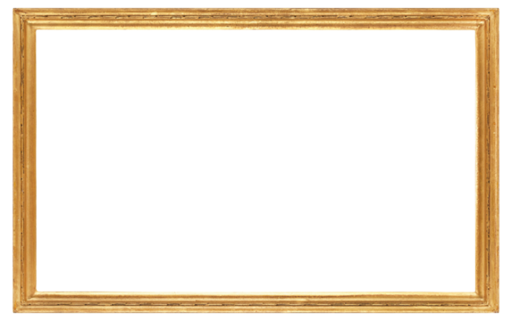 Narrow antique picture frame on a transparent background, in PNG format.