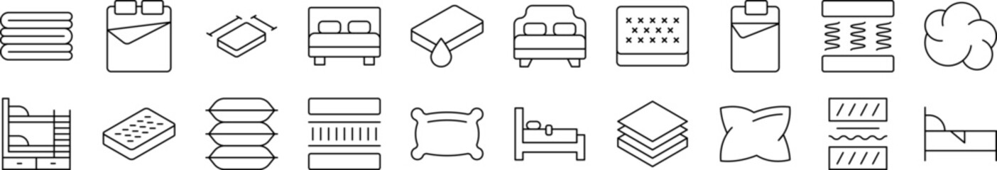 Pillow, Cushion Related Line Icon Collection. Editable Stroke. Perfect for Infographics, Articles, Books, Flyers, Banners