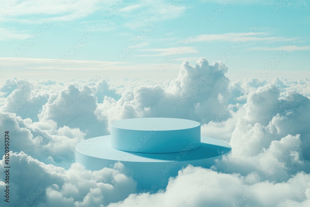 Aufkleber a platform situated amidst a cloudy sky with white puffy clouds