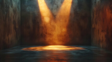 Obraz premium Dark Room with Spotlight 3D Illustration