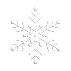 3D white snowflake illustration. PNG with transparent background.