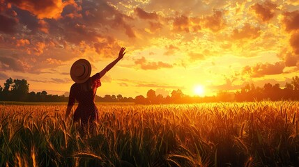 A farewell scene captures a woman waving goodbye in a field, symbolizing parting and transition..