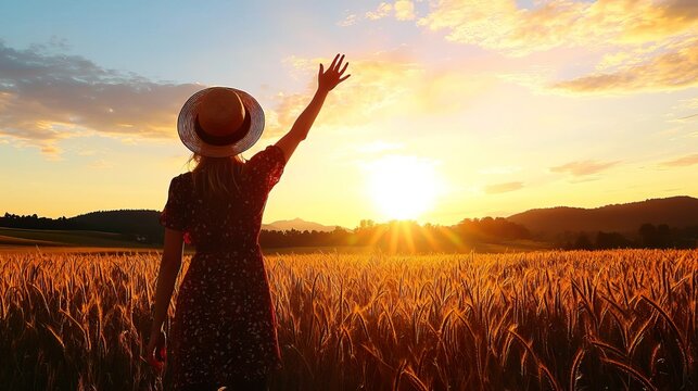 A farewell scene captures a woman waving goodbye in a field, symbolizing parting and transition..