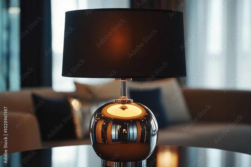 Poster a table with a desk lamp placed on top