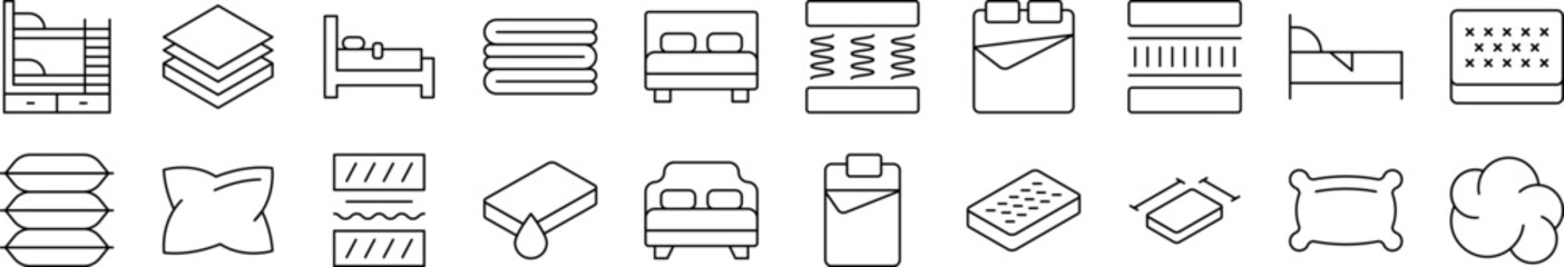 Pillow, Cushion Picture Collection. Editable Stroke. Perfect for Infographics, Articles, Books, Flyers, Banners