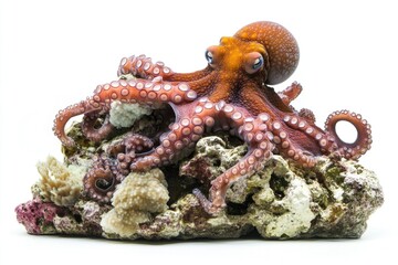 Fototapeta premium A toy octopus sits atop a rock, perfect for a child's playroom or decorative display