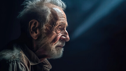 Wrinkled Face of an Elderly Man