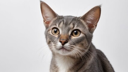 Obraz premium Portrait of Blue abyssinian cat on grey background