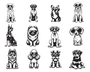 Fototapeta premium Collection of Cute dog Vector illustrations, Dog Clipart Design 
