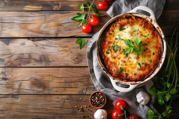 casserole parmigiana di melanzane eggplant parmesan, top view
