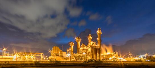Petrochemical Industrial and power plant energy at night
