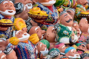 Colorful Handcrafted Clay Toys in Khiva's Bazaar