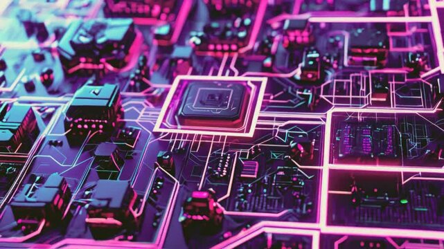 Futuristic Circuitry with Geometric Shapes