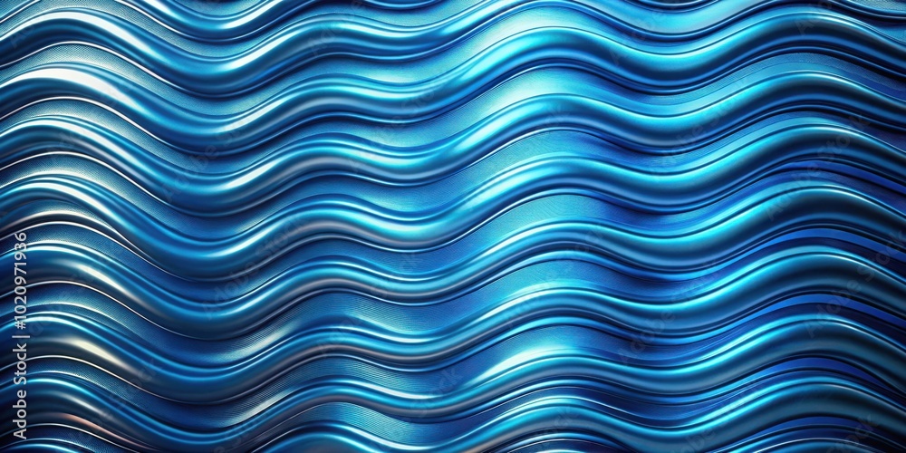 Poster Abstract Liquid Blue Wave Pattern with Shimmering Reflections