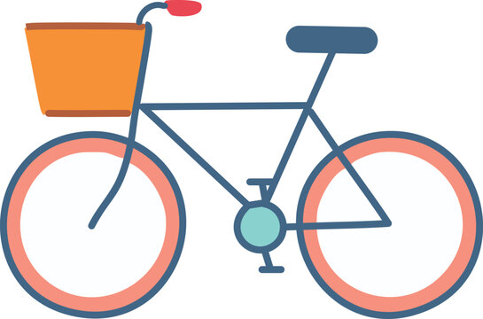 orange basket bicycle with red accents clip art preview