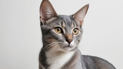 Obraz premium Portrait of Blue abyssinian cat on grey background