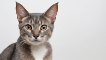 Obraz premium Portrait of Blue abyssinian cat on grey background