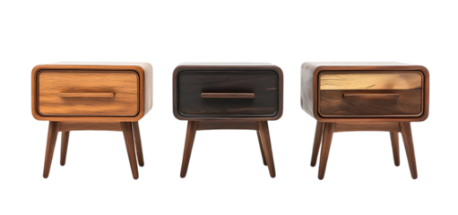 three set of Nightstand isolated transparent background