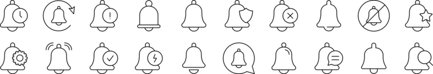 Ring, Bell Line Icon Collection. Editable Stroke. Perfect for Infographics, Articles, Books, Flyers, Banners