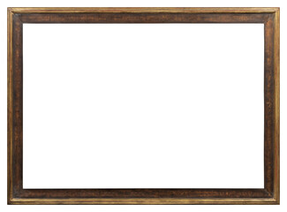Old wooden picture frame in PNG format on a transparent background.