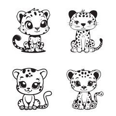 Set of Leopard vector illustrations in black and white - Panthera Pardus Logo Concept Design
 