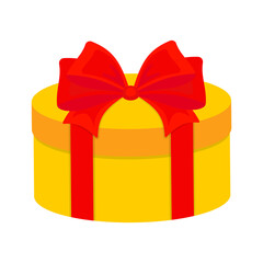 Gift box with ribbon. Color vector illustration in cartoon flat style. PNG with transparent background.