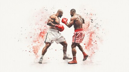 Fluid Intensity: Boxing Coach Advising Fighter in Watercolor Style