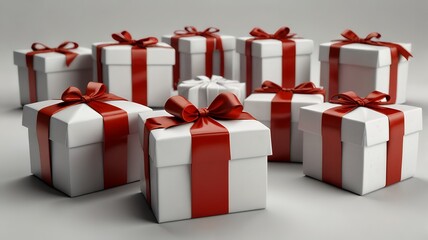 gift boxes with red ribbon