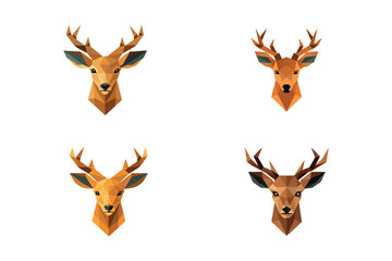 deer heads with antlers isolated in artistic vector style
