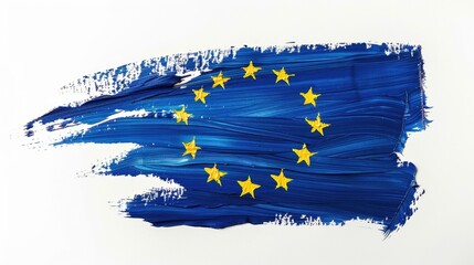 smear of paint in the form of the flag of European Union close-up on a white background