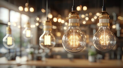Obraz premium Energysaving lightbulbs glowing, efficient modern design, 3D illustration