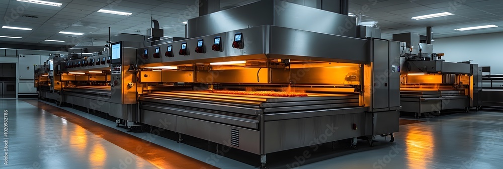 Poster advanced and automated food processing plant utilizing the latest technologies and machinery to ensu