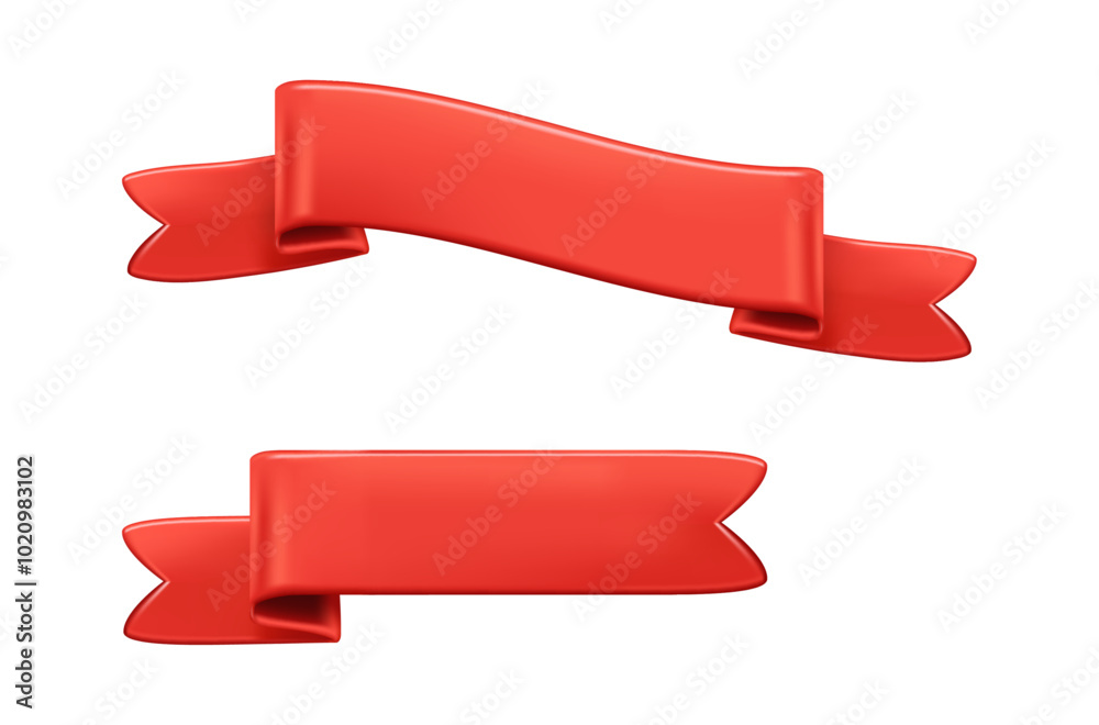 Poster banner ribbons with copy space. vector isolated set of 3d badges for text, posters or web elements. 