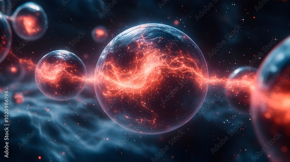 Leinwandbilder An abstract conceptual image depicting the potential power of AI-driven quantum thought transference to control and manipulate human minds.