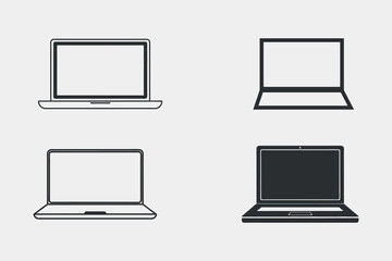 minimal laptop and computer silhouettes in vector illustration for modern tech designs