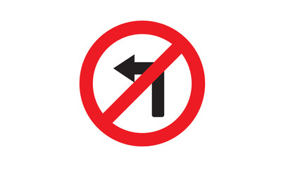 don't turn left arrow sign